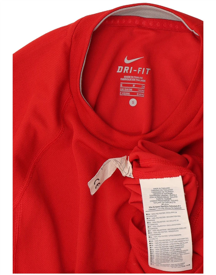 Nike Dri Fit majica kratkih rukava UK 34/36 mali crveni poliester