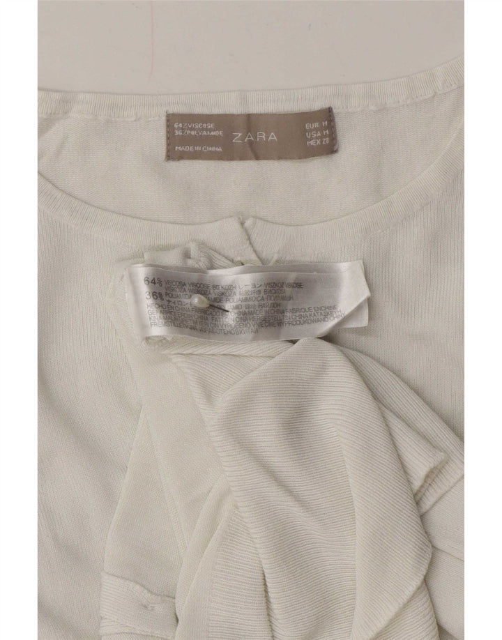 Zara ženski kardigan pulover UK 12 srednje bijele viskoze