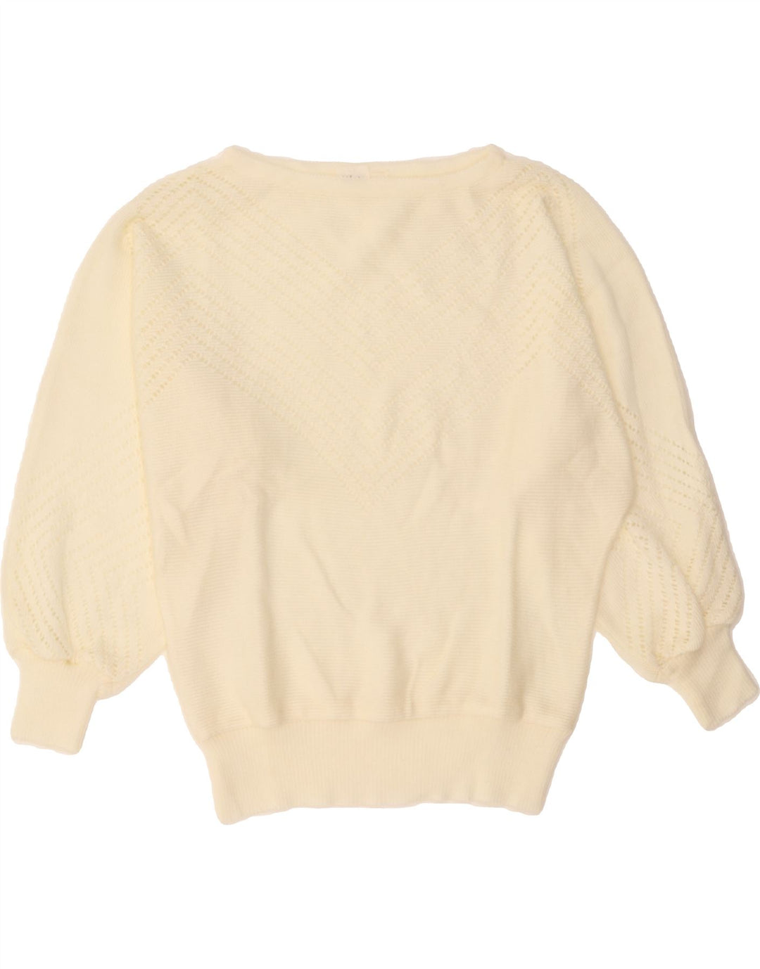 VINTAGE Womens Boat Neck Jumper Sweater EU 38 Medium Off White Polyacrylic Vintage Vintage and Second-Hand Vintage from Messina Hembry 