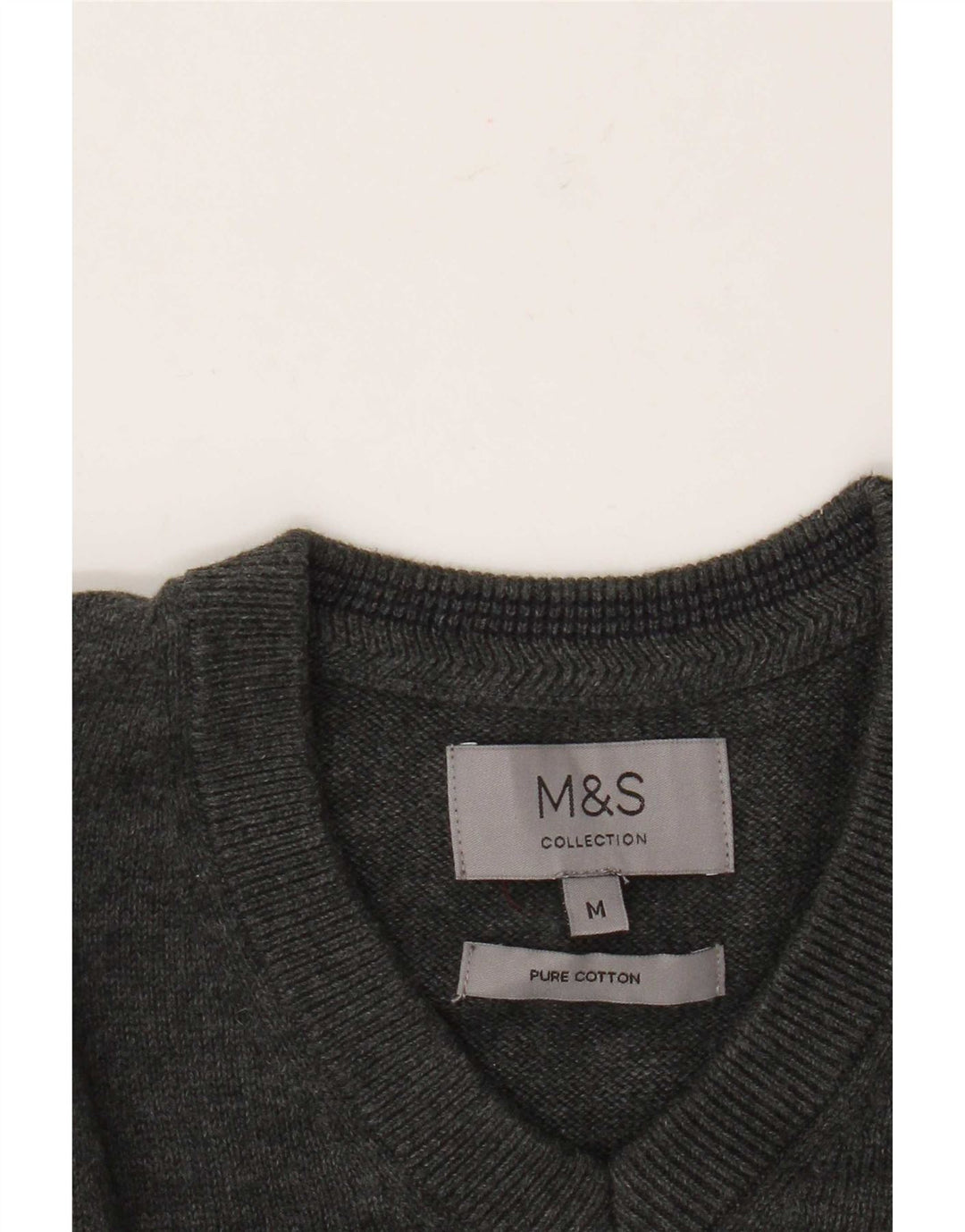 Marks & Spencer muški džemper s V-izrezom, srednje sivi pamuk