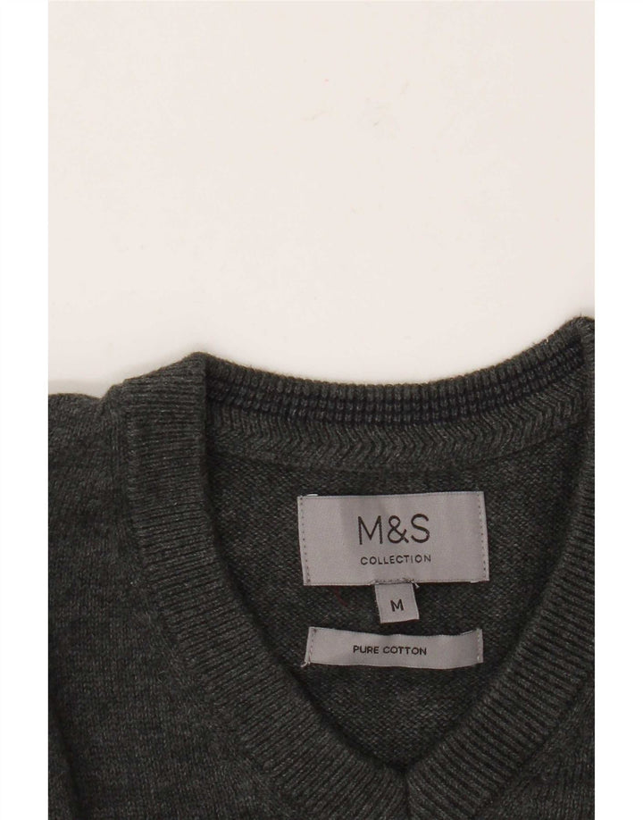 Marks & Spencer muški džemper s V-izrezom, srednje sivi pamuk