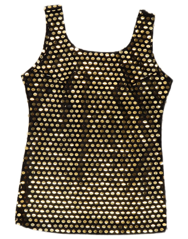 Vintage gornji dio ženske bluze bez rukava UK 10 mali crni poliester