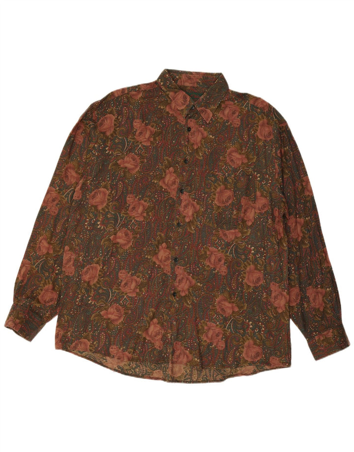 VINTAGE muška košulja XL višebojni cvjetni rajon