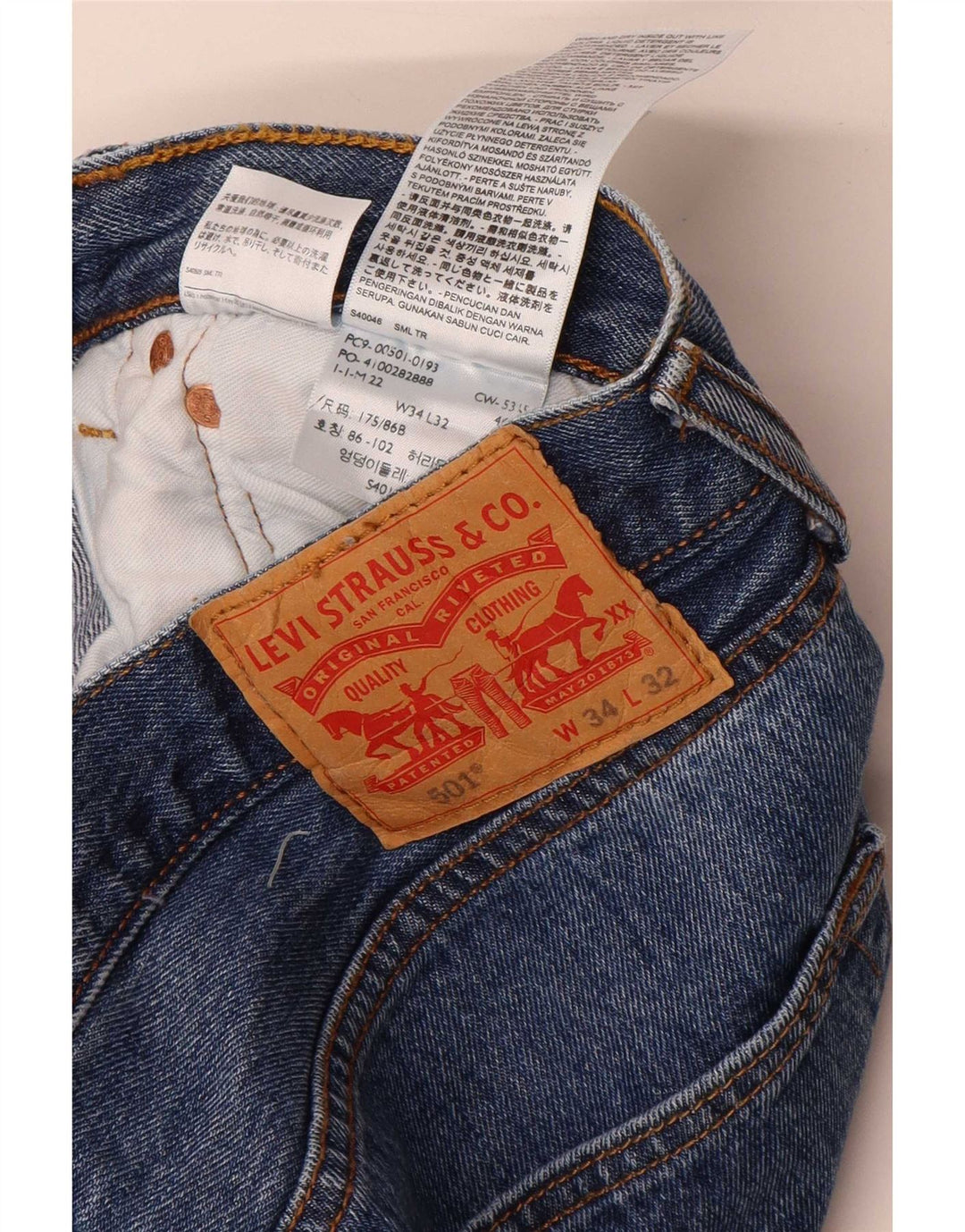 Levi's muške 501 ravne traperice W34 L32 plavi pamuk