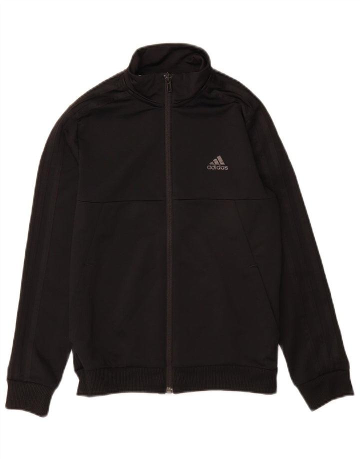 Gornja jakna od trenirke Adidas Climalite za dječake 9-10 godina, crni poliester