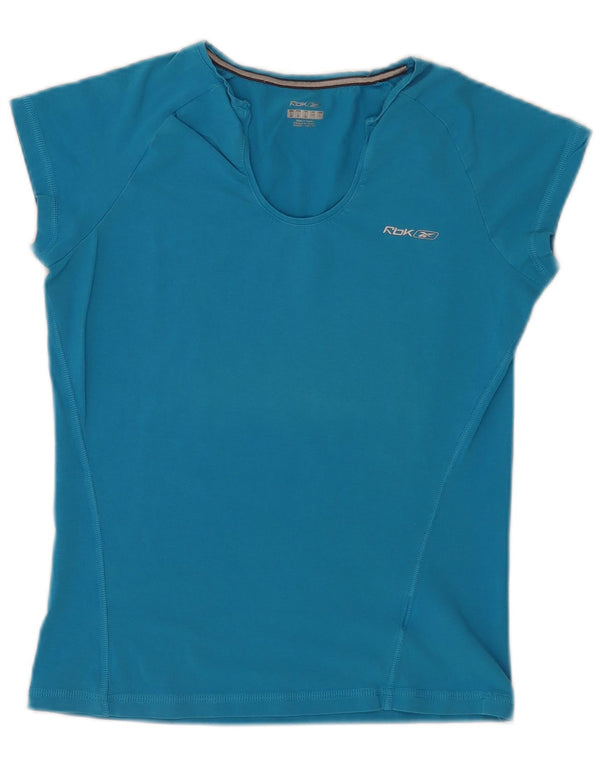 Reebok Womens Crop T-Shirt Top UK 14 Large Blue Cotton Sports