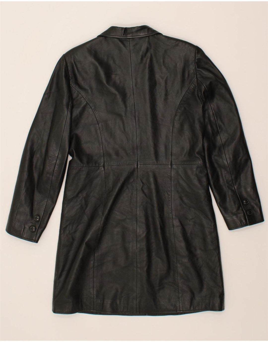 VINTAGE Womens Leather Coat UK 12 Medium Black Leather Vintage Vintage and Second-Hand Vintage from Messina Hembry 