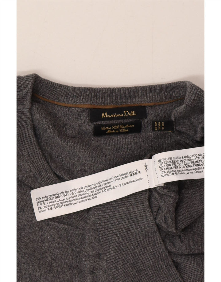 Massimo Dutti muški džemper s V izrezom XL sivi pamuk