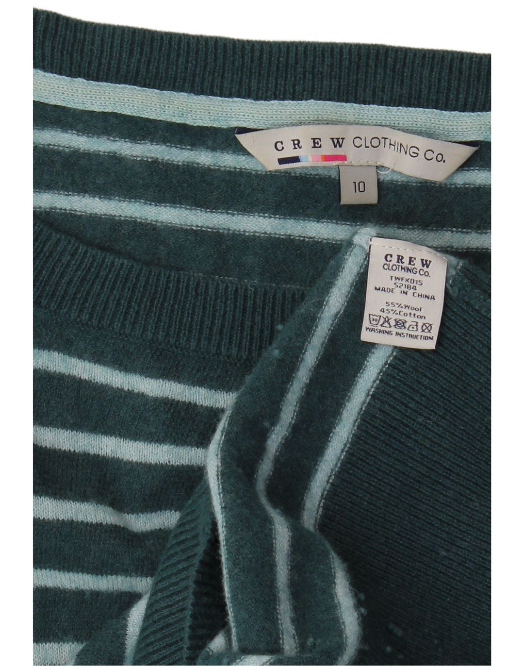 CREW CLOTHING Ženska džemper haljina dugih rukava UK 10 Mala zelena prugasta