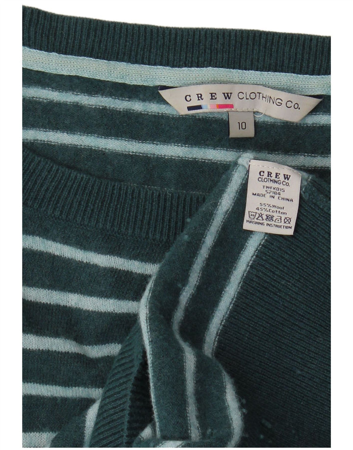 CREW CLOTHING Ženska džemper haljina dugih rukava UK 10 Mala zelena prugasta