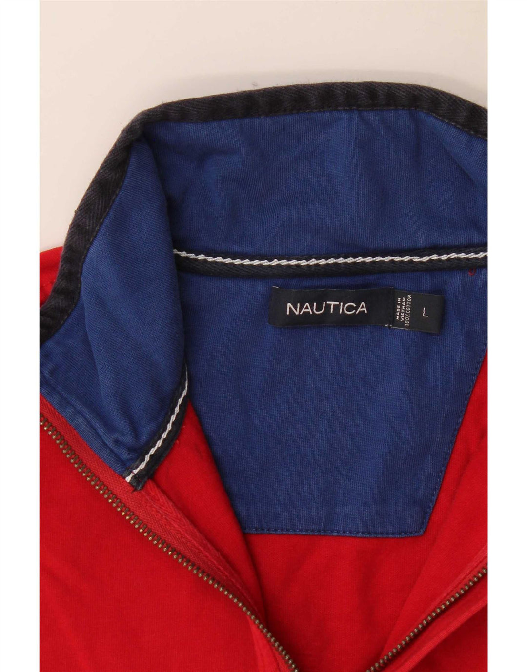 Nautica muška majica dugih rukava s patentnim zatvaračem i velikim crvenim blokovima u boji