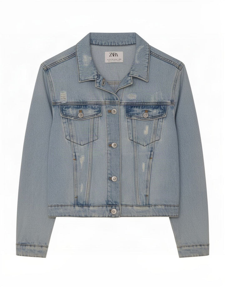 Zara Girls Distressed Denim jakna 11-12 godina plavi pamuk