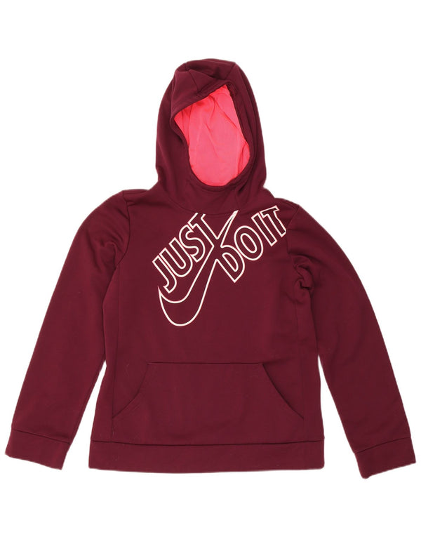 Nike Girls Dri Fit Graphic majica s kapuljačom 13-14 godina XL Bordo poliester