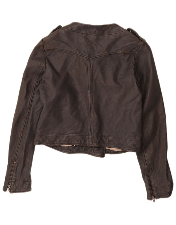 French Connection ženska vojna jakna UK 10 Mala crna kožna