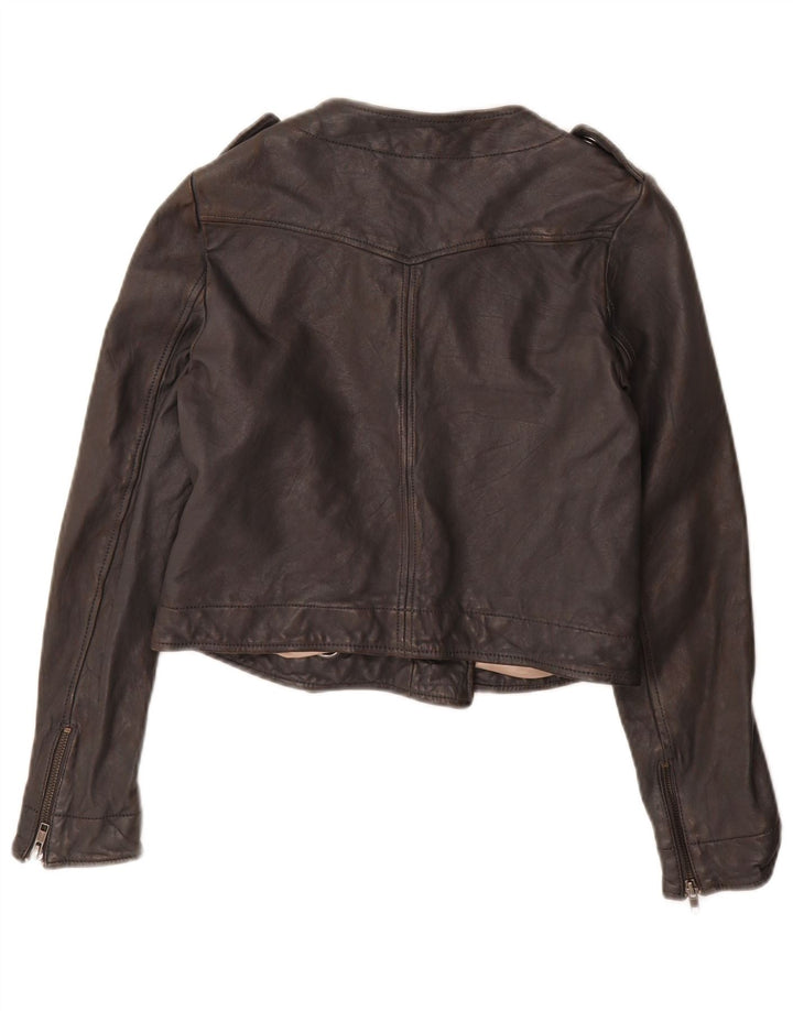 French Connection ženska vojna jakna UK 10 Mala crna kožna