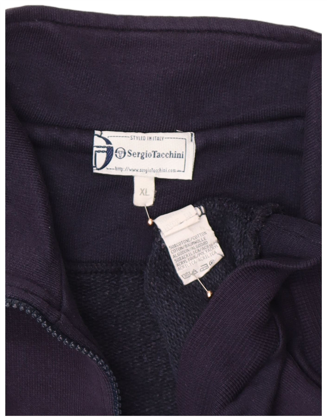 SERGIO TACCHINI Muški džemper s kratkim izrezom i s patentnim zatvaračem XL tamnoplavi