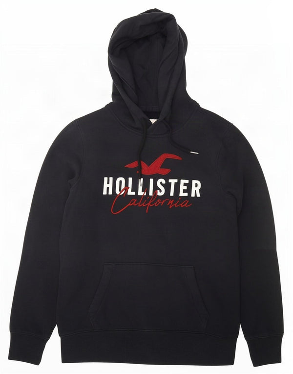 Hollister muška majica s kapuljačom s kapuljačom, mala crna