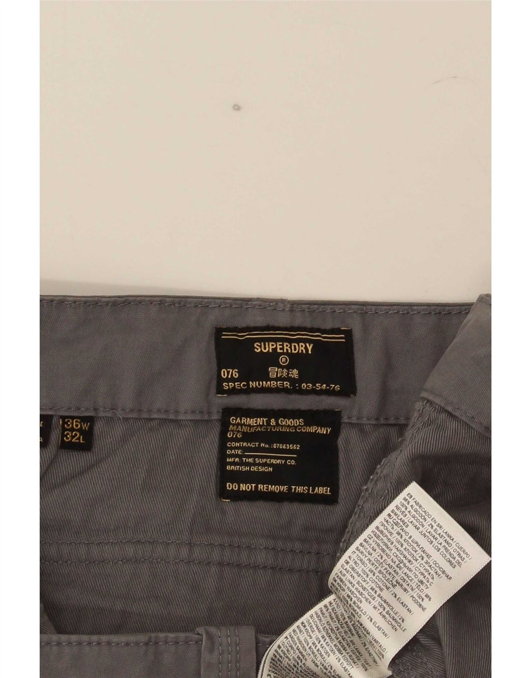 Superdry muške uske Cargo hlače W36 L32 Sivi pamuk