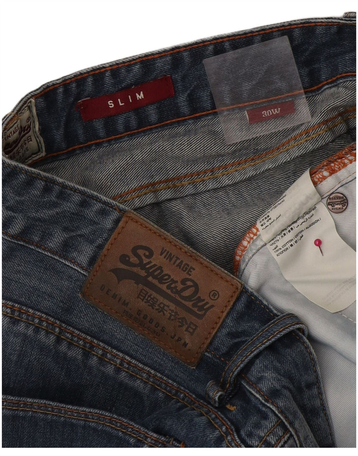 Superdry muške uske traper kratke hlače W30 srednje plavi pamuk