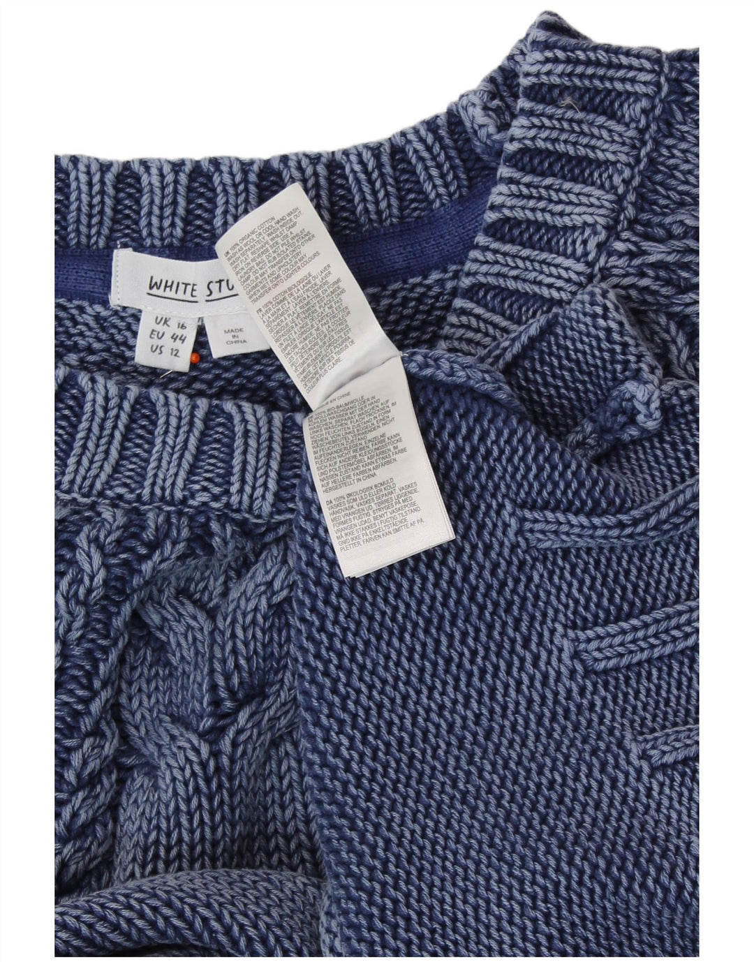 WHITE STUFF Ženski pulover s kratkim izrezom UK 16 Veliki tamnoplavi