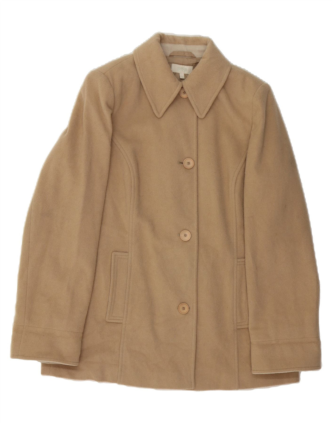 MARKS & SPENCER Womens Overcoat UK 16 Large Beige New Wool Vintage Marks & Spencer and Second-Hand Marks & Spencer from Messina Hembry 