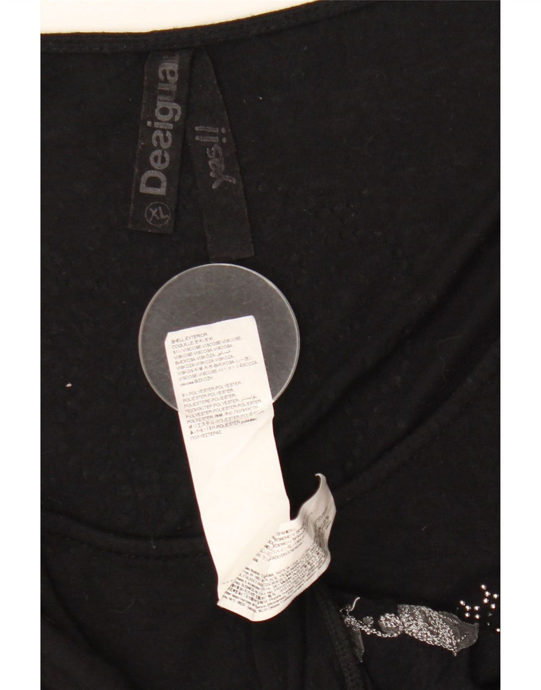 DESIGUAL Ženska majica s 3/4 rukavima UK 18 XL, crna, životinjski print, viskoza