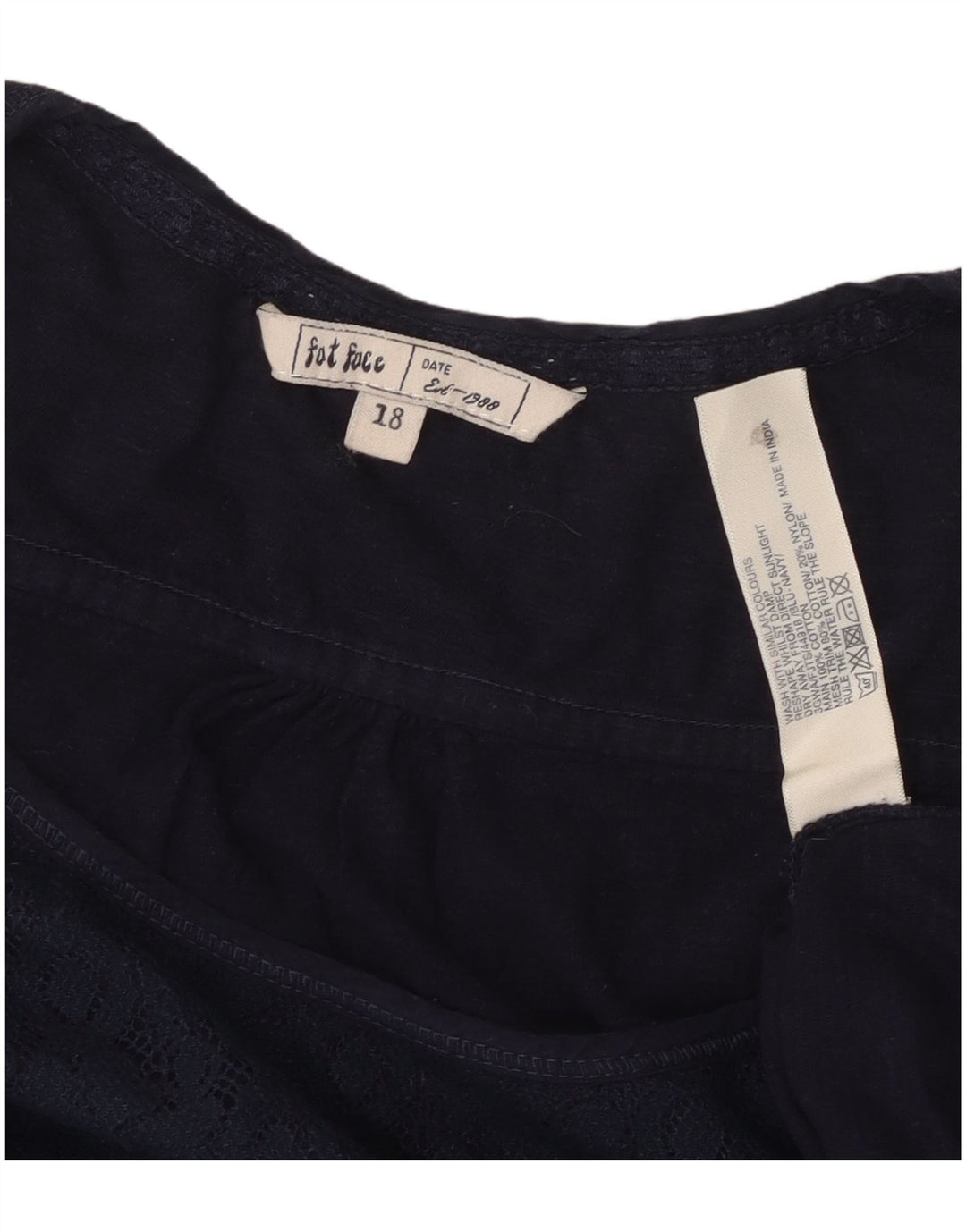 Fat Face Ženski gornji dio bluze dugih rukava UK 18 XL Mornarsko plavi cvjetni pamuk