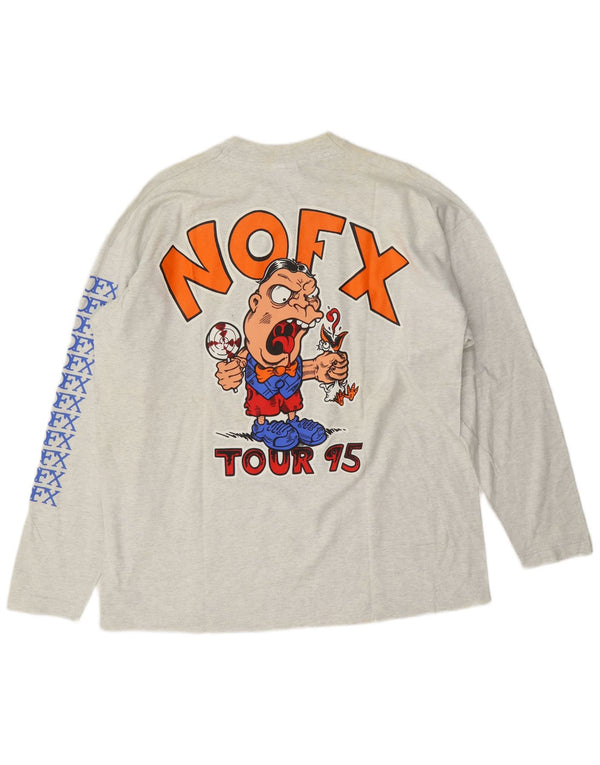 Screen Stars Best Mens NOFX Tour 1995 Graphic Top Dugi rukav XL Siva Glazba