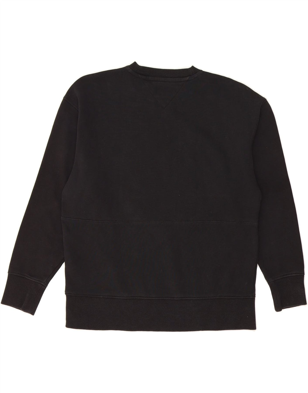 TOMMY HILFIGER Mens Graphic Sweatshirt Jumper Medium Black Cotton Vintage Tommy Hilfiger and Second-Hand Tommy Hilfiger from Messina Hembry 