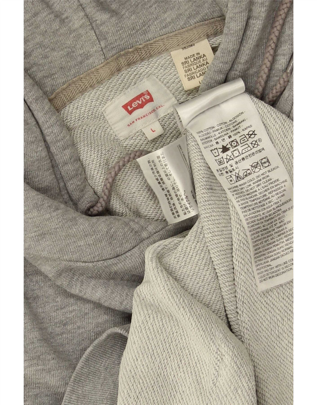 Levi's muška majica s kapuljačom s kapuljačom, veliki sivi pamuk