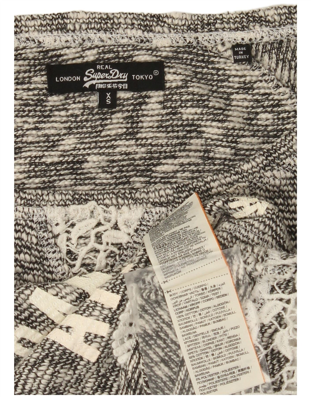 Superdry ženski pulover s kratkim izrezom UK 6 XS sivi pamuk