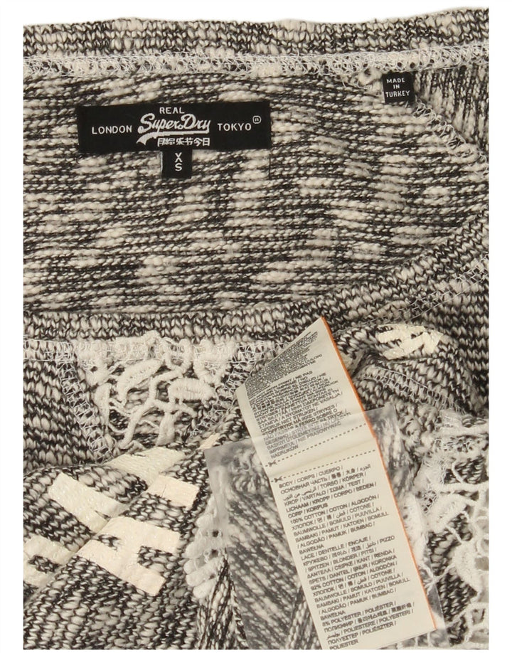 Superdry ženski pulover s kratkim izrezom UK 6 XS sivi pamuk