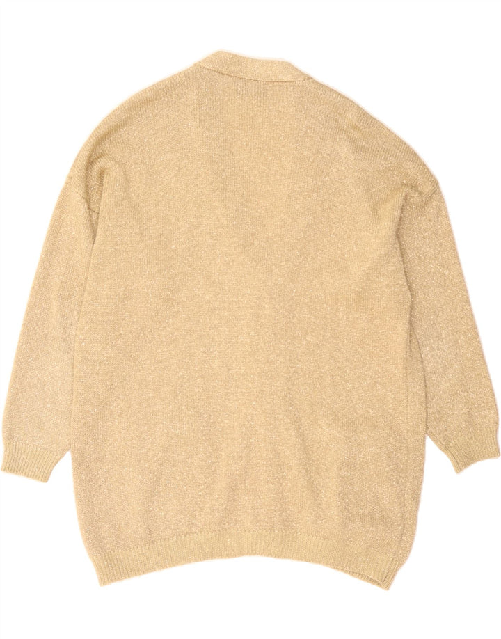 VINTAGE Womens Oversized Cardigan Sweater UK 16 Large Beige Vintage Vintage and Second-Hand Vintage from Messina Hembry 