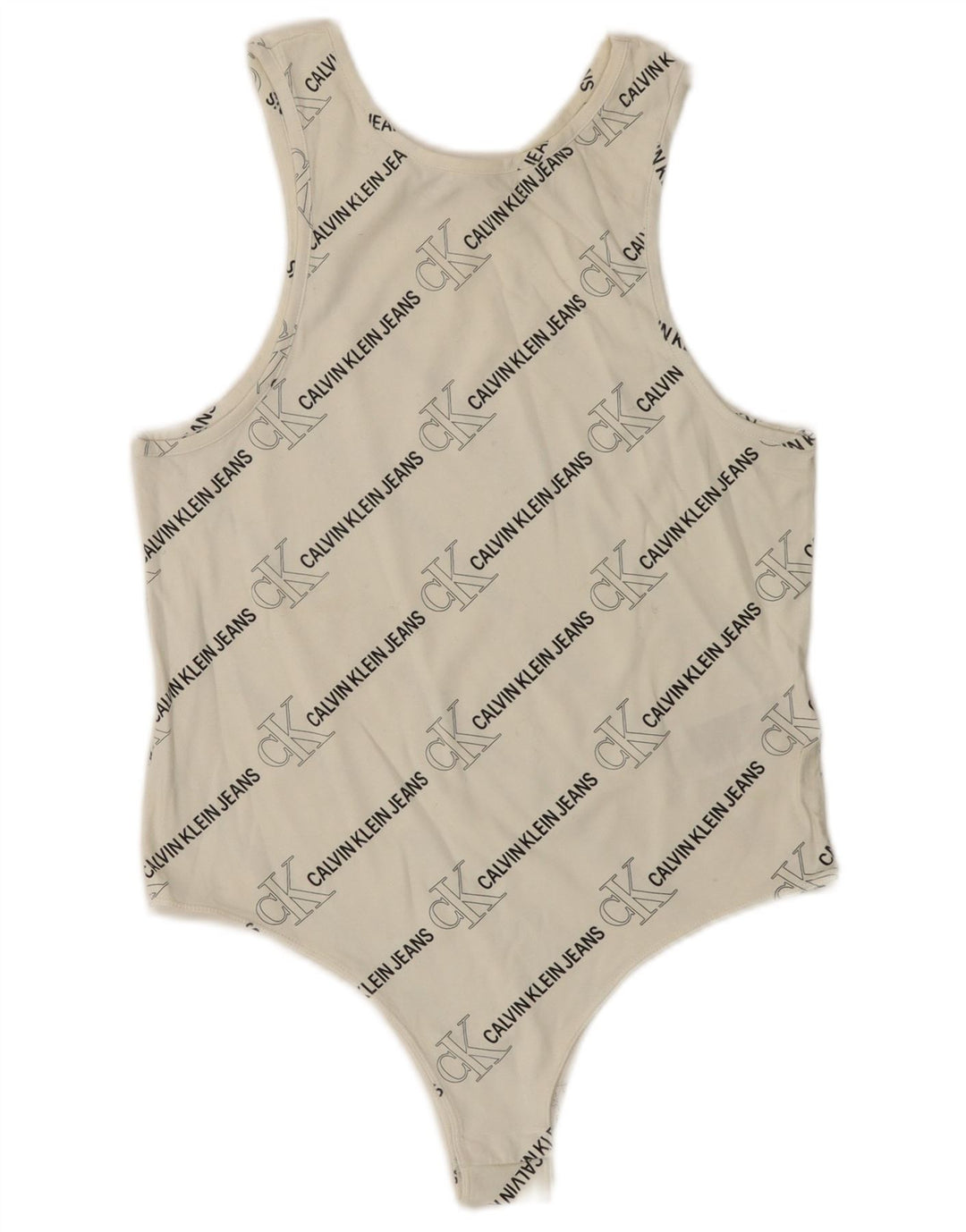 CALVIN KLEIN JEANS Ženski bodi bez rukava s grafičkim motivima UK 14 Veliki bijeli