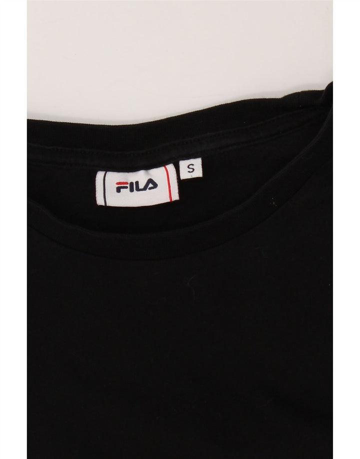 FILA Mens Graphic Top Long Sleeve Small Black Vintage Fila and Second-Hand Fila from Messina Hembry 