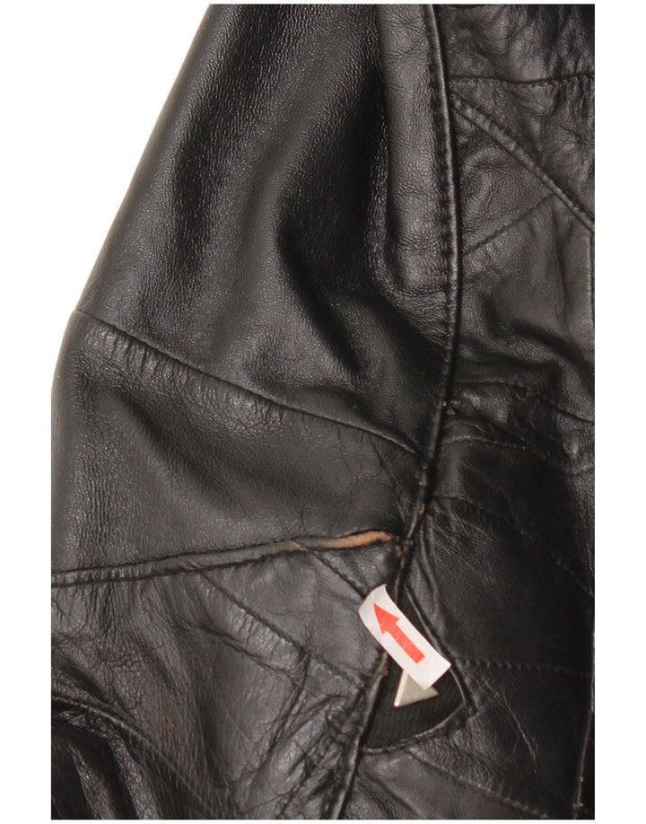 Vintage ženska bomber kožna jakna UK 12 srednje crna koža