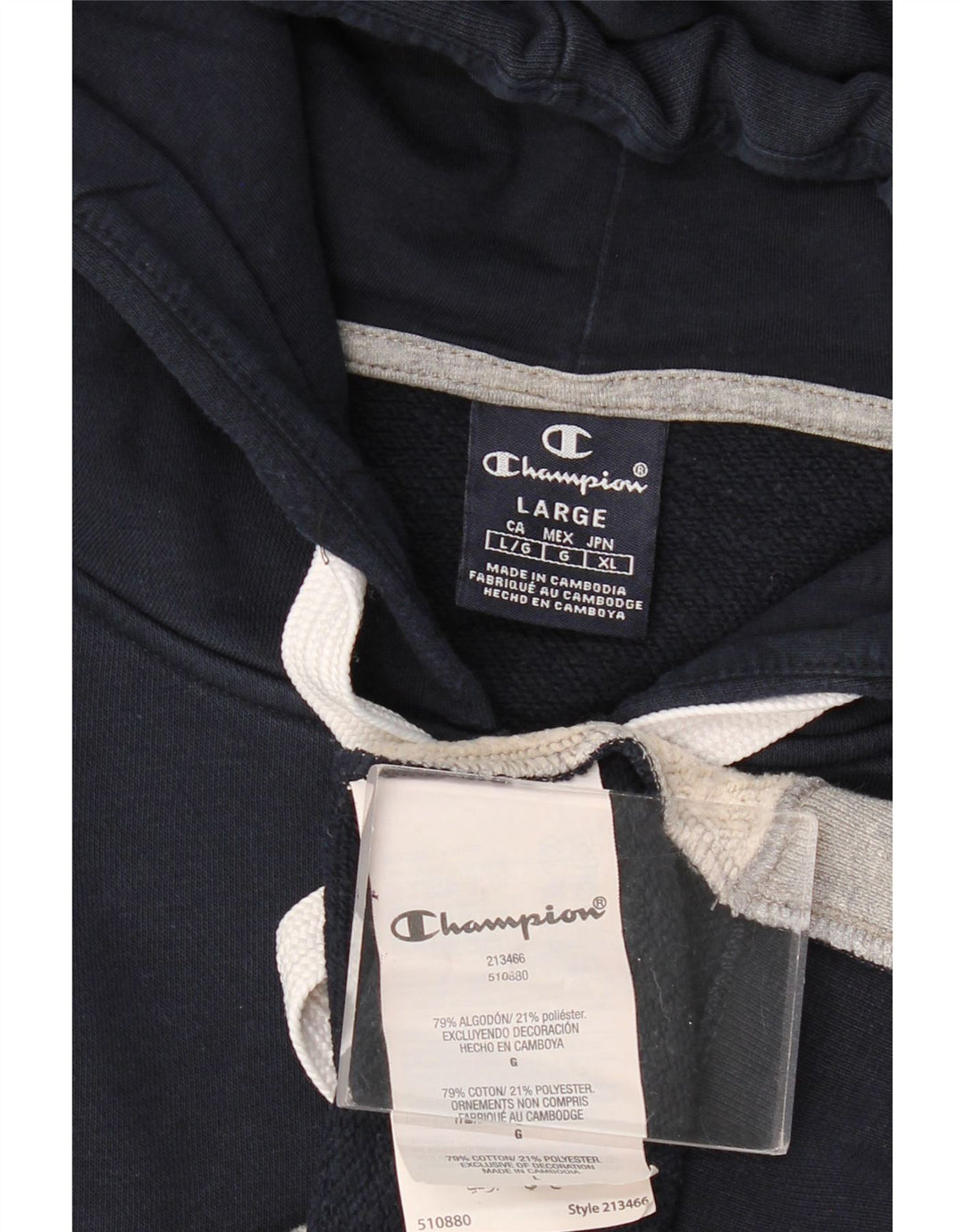 Champion, veliki muški pulover s kapuljačom s patentnim zatvaračem, veliki tamnoplavi pamuk