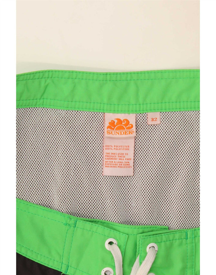Sundek Mens Graphic Swimming Shorts Medium Black Colourblock Polyester
