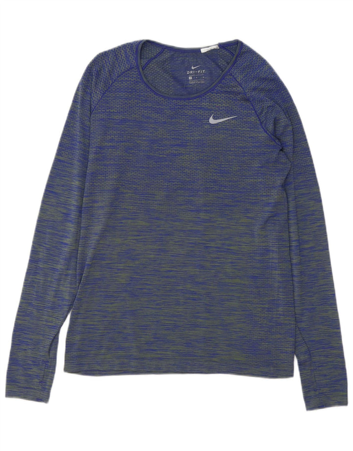 Nike Ženska Dri Fit majica dugih rukava UK 12 srednje plave pruge
