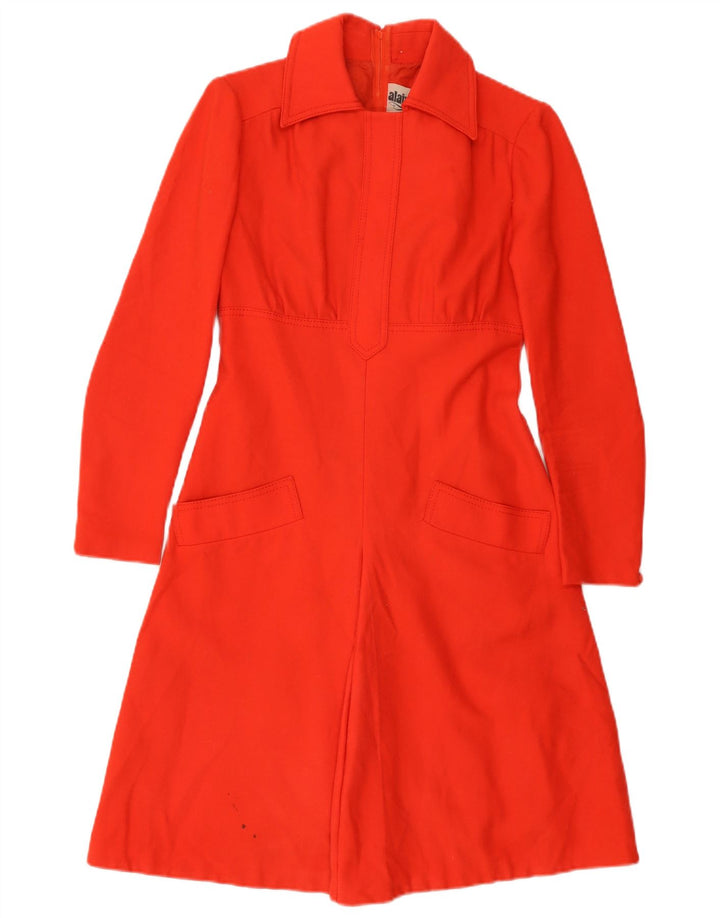 VINTAGE ženska haljina A-kroja dugih rukava EU 38 srednje crvena nova vuna