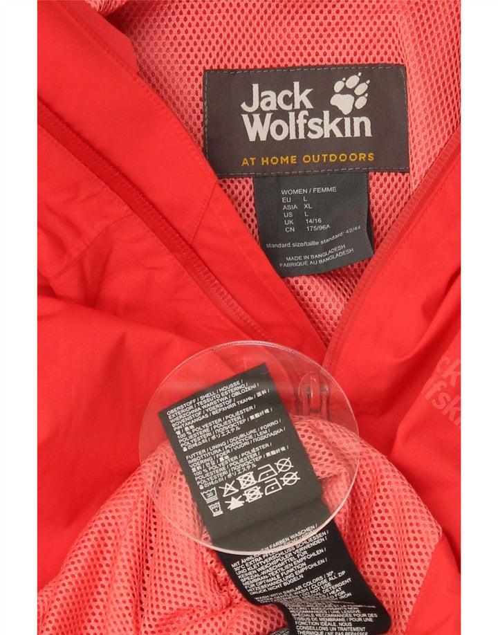 Jack Wolfskin ženska kišna jakna s kapuljačom UK 14/16 veliki crveni poliester