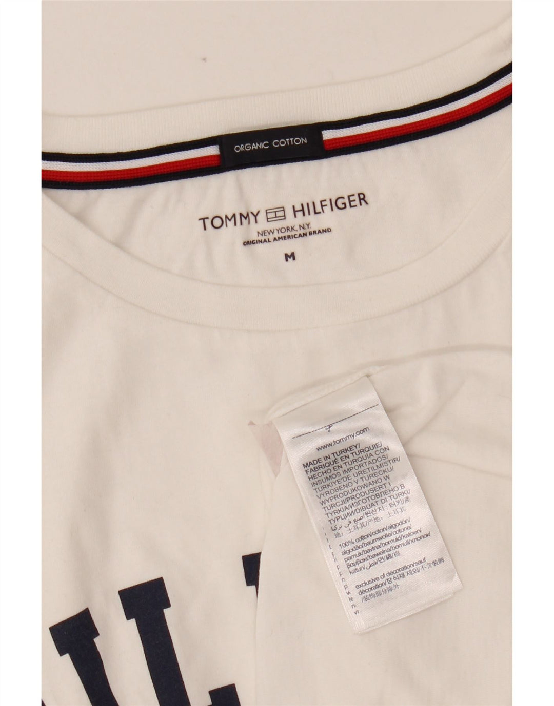 TOMMY HILFIGER Ženska grafička majica kratkih rukava UK 14 Srednje bijeli pamuk