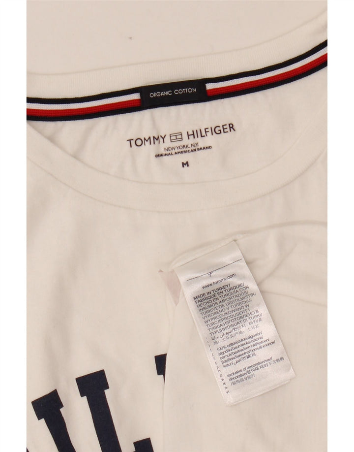 TOMMY HILFIGER Ženska grafička majica kratkih rukava UK 14 Srednje bijeli pamuk