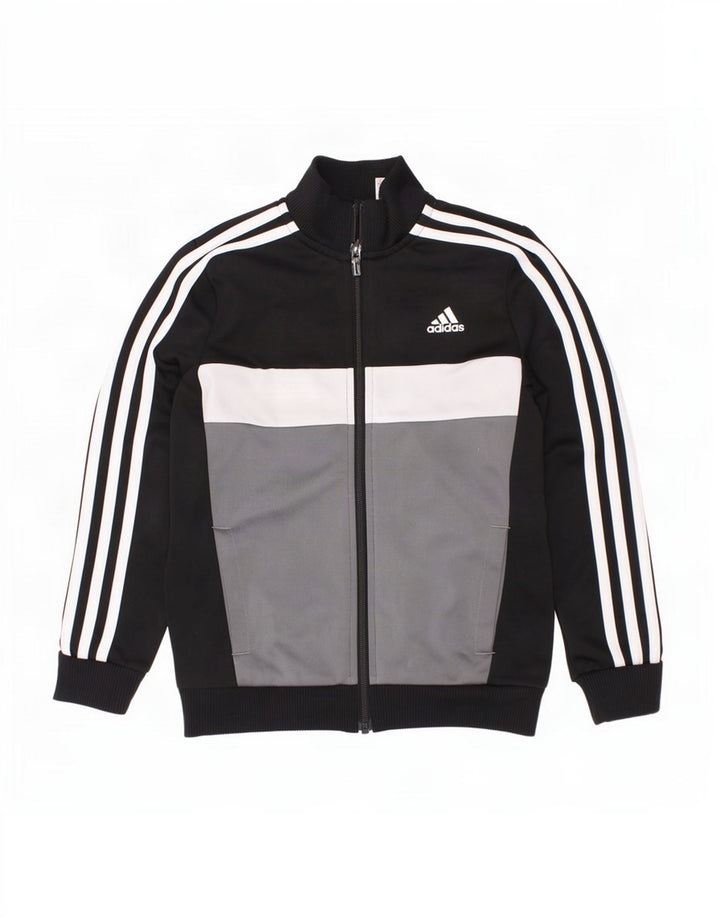Gornja jakna od trenirke Adidas za dječake 7-8 godina, crna poliesterska boja