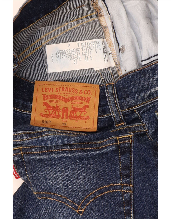 LEVI'S Boys 510 Oštećene uske traperice 11-12 godina W26 L30 plavi pamuk
