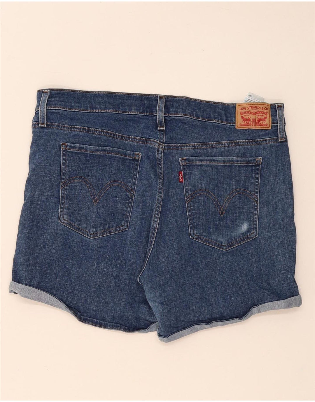 Levi's ženske kratke traper hlače s oštećenim izgledom W32 veliki plavi pamuk