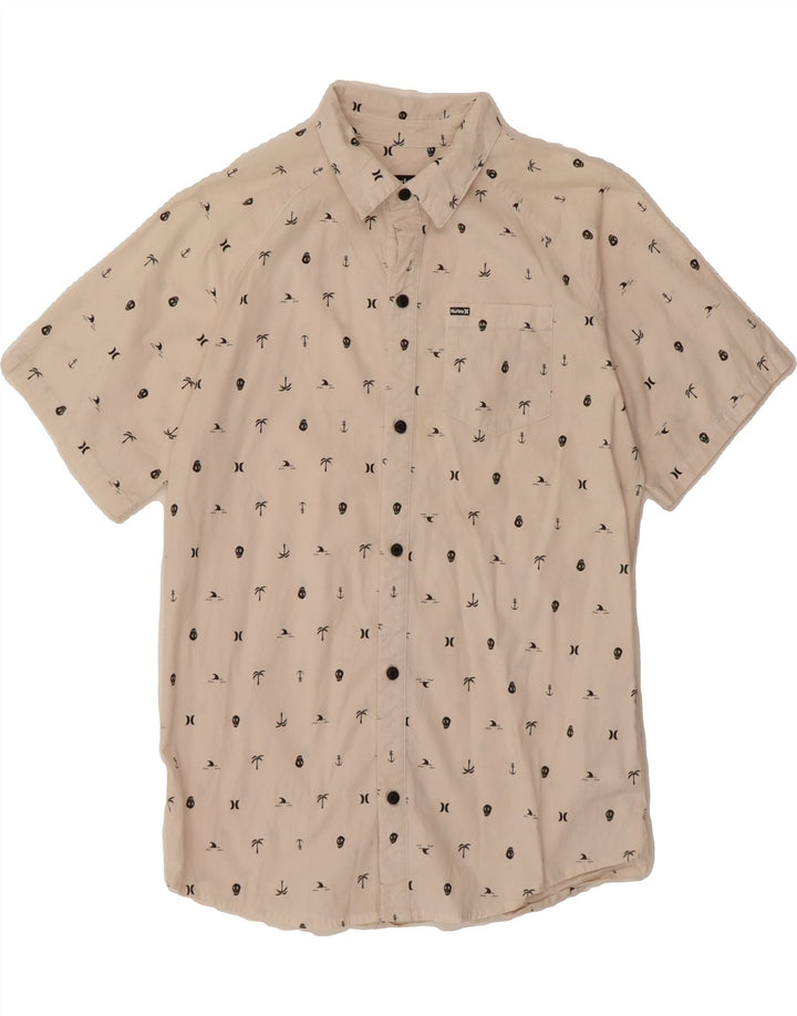 HURLEY Boys Abstract Pattern Short Sleeve Shirt 14-15 Years XL Beige Vintage Hurley and Second-Hand Hurley from Messina Hembry 
