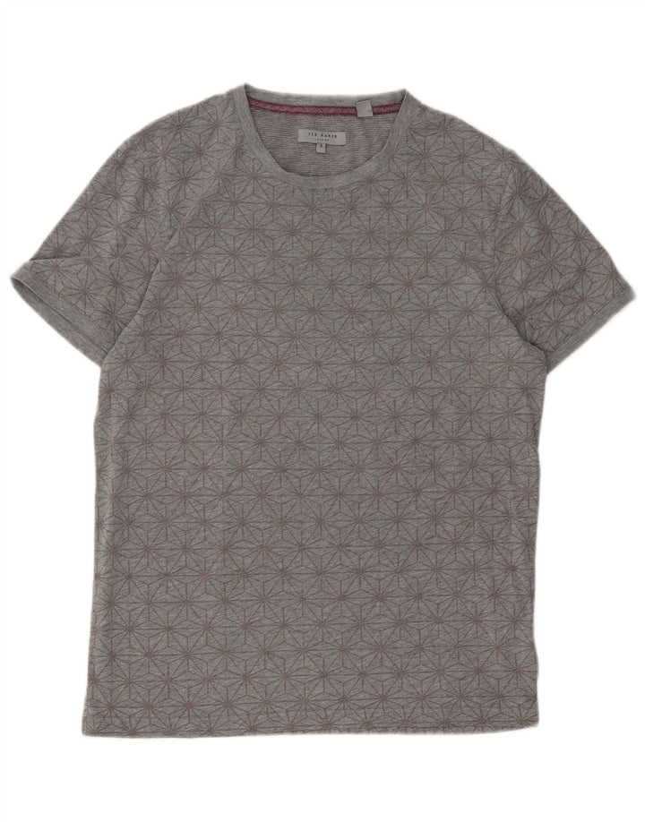 Ted Baker Muška grafička majica kratkih rukava, veličina 3, srednje siva, geometrijski pamuk