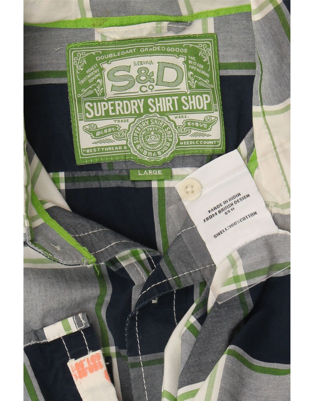Superdry muška košulja kratkih rukava, veliki tamnoplavi karirani pamuk