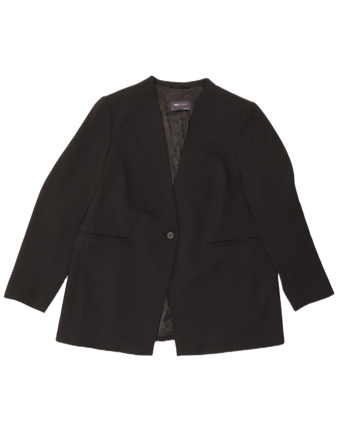 Marks & Spencer ženski sako sa 1 gumbom UK 18 XL crni poliester